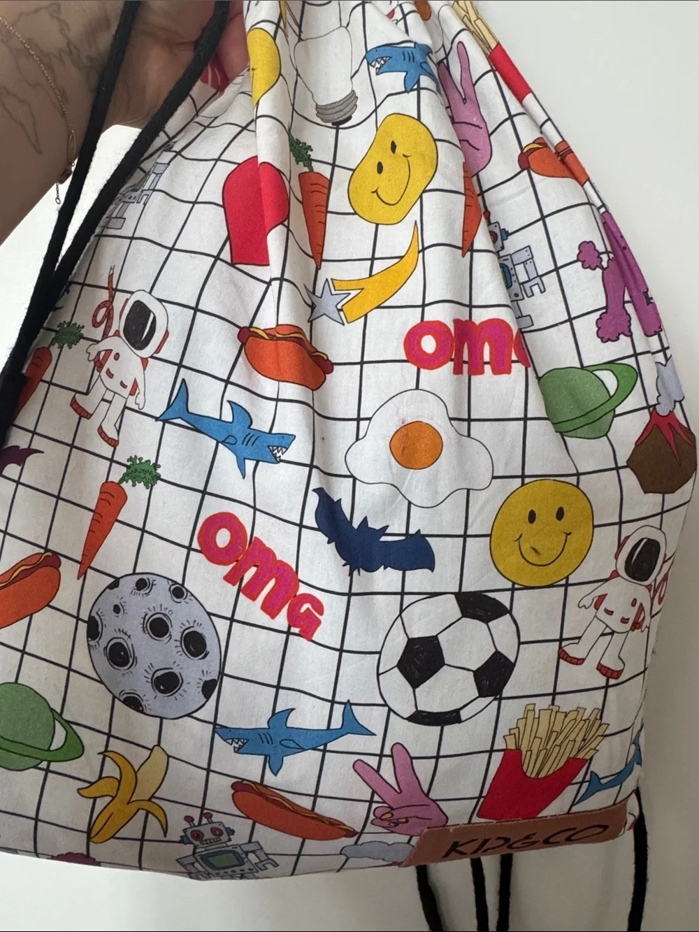 Kip&Co Grid Critters Quilt Cover with Colorful Food & Icons